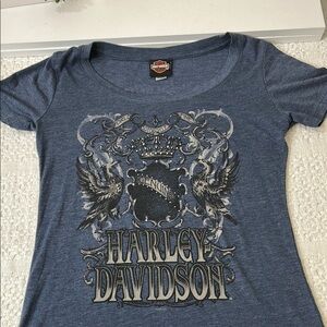 Harley Davidson Wisconsin Dells, WI Blue Graphic‎ T-Shirt Women’s size large